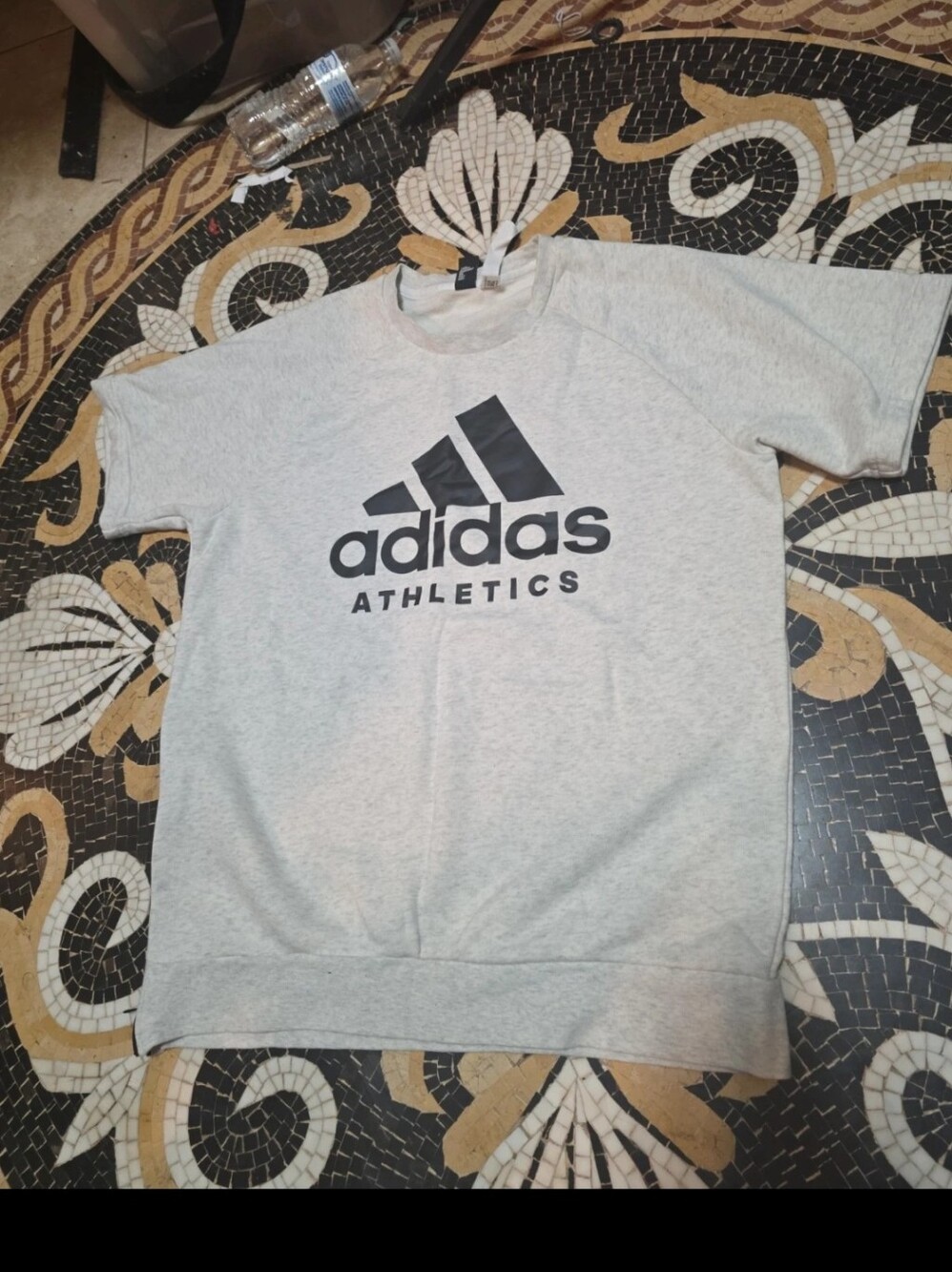 adidas Gray Crewneck Sweatshirt with Black Athletics Logo